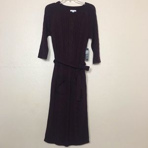 NY&C | Burgundy Sweater Dress with Pockets